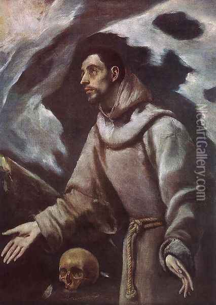 The Ecstasy of St Francis c. 1580 Oil Painting - El Greco (Domenikos Theotokopoulos)