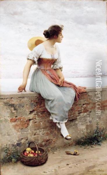 A Pensive Moment Oil Painting - Eugene de Blaas