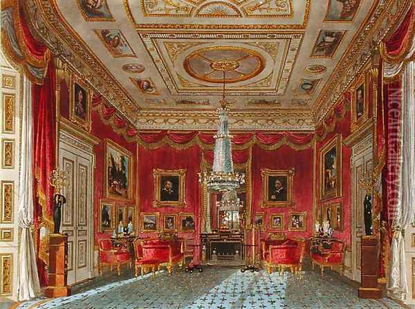 The Rose Satin Drawing Room, Carlton House, from The History of the Royal Residences, engraved by Daniel Havell (1785-1826), by William Henry Pyne (1769-1843), 1819 Oil Painting - Charles Wild