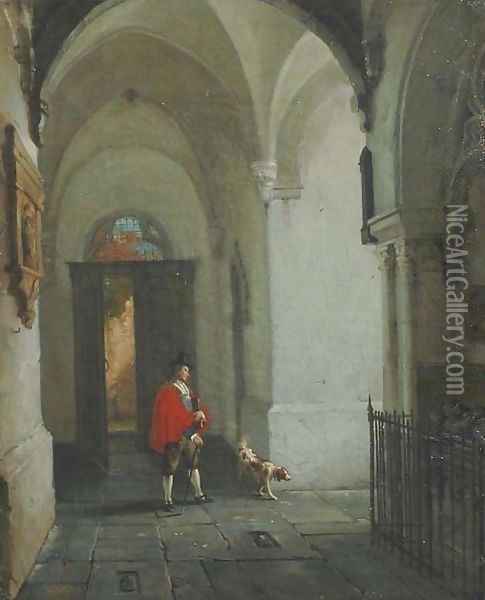 In the cloister Oil Painting - Jan-Baptiste Tetar van Elven