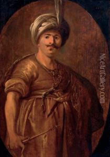A Bearded Man In Persian Dress Oil Painting - Aert De Gelder