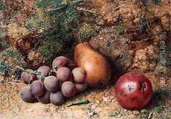 Grapes Apple and Pear on a Mossy Bank Oil Painting - Philip Dolan