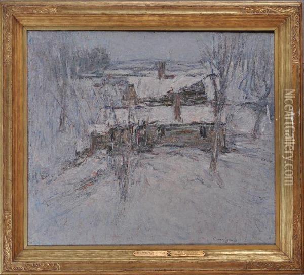 Houses In Snow Oil Painting - William Carrigan