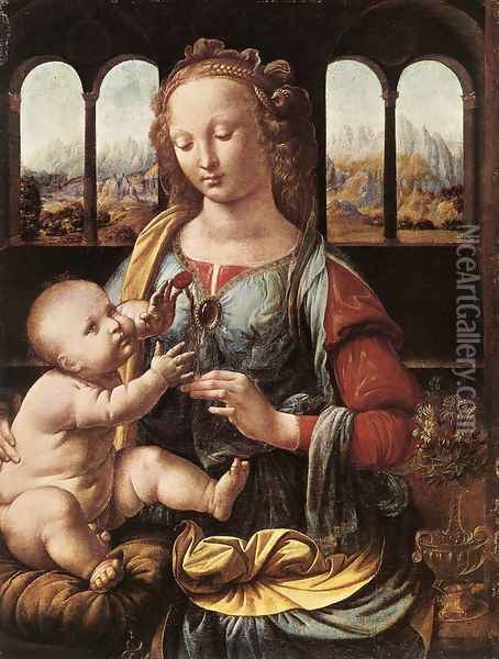 The Madonna of the Carnation 1478-80 Oil Painting - Leonardo Da Vinci