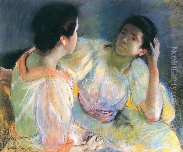 The Conversation, c.1914 Oil Painting - Mary Cassatt