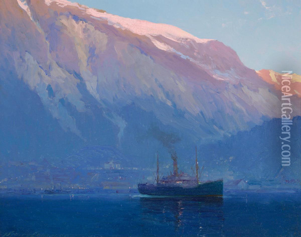 Early Morning, 
Juneau, 
Alaska Oil Painting - Sidney Laurence