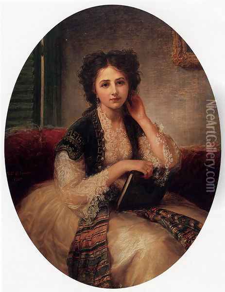 Mademoiselle Helene Cassaverti, three quarter length Oil Painting - Bernardo Amiconi