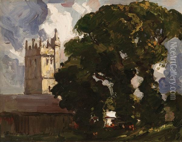 The Abbey And The Oak Tree Oil Painting - Arthur Ernest Streeton