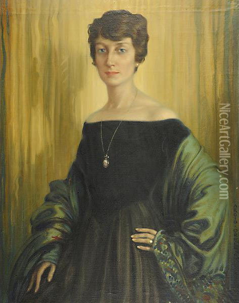 Misteriosa Donna Dall'abito Verde Oil Painting - Argio Orell