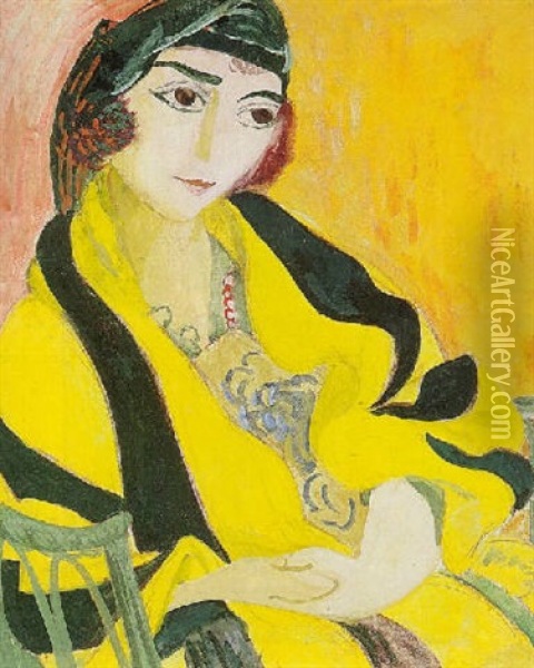 Den Gula Sjalen Oil Painting - Sigrid (Maria) Hjerten