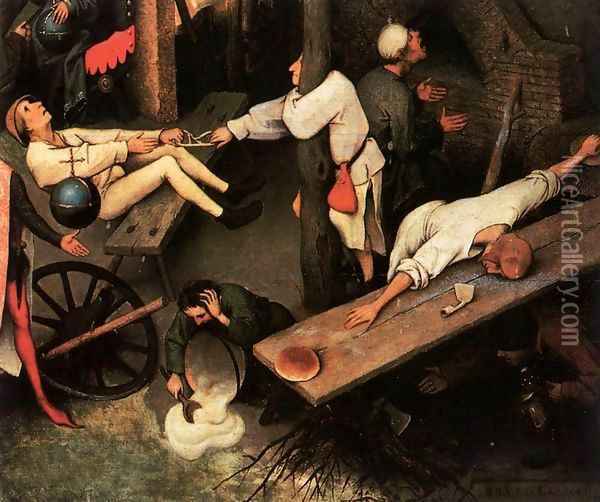Netherlandish Proverbs (detail) 2 Oil Painting - Pieter the Elder Bruegel