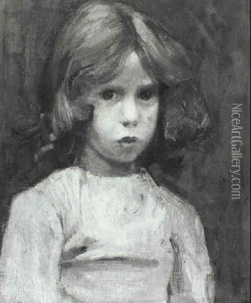 Portrait Of A Girl With Red Hair Oil Painting - Harrington Mann