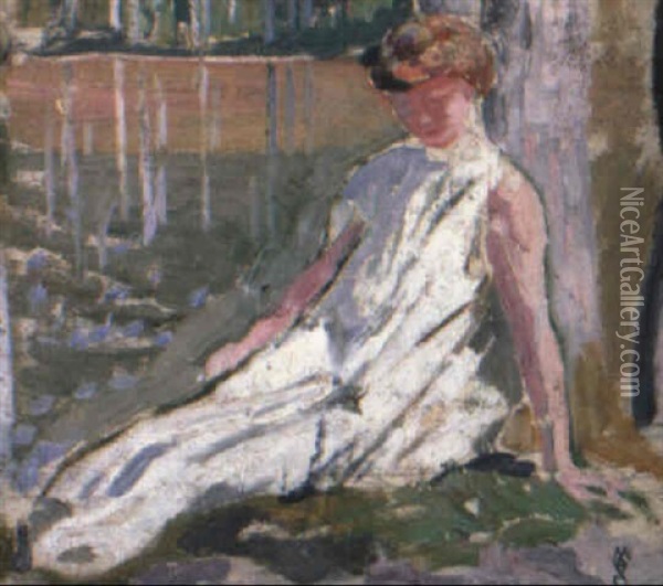 Jeune Femme Assise Oil Painting - Maurice Denis