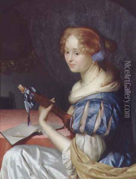 The Luteplayer Oil Painting - Godfried Schalcken
