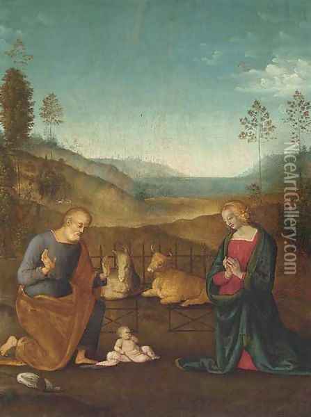 The Nativity Oil Painting - Pietro Vannucci Perugino