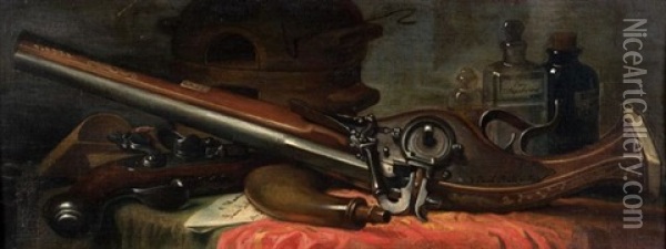Composition Aux Pistolets Oil Painting - Jean-Paul-Etienne Balze