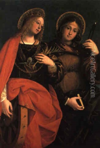 Santa Caterina D'alessandria E Santa Apollonia Oil Painting - Gaudenzio Ferrari