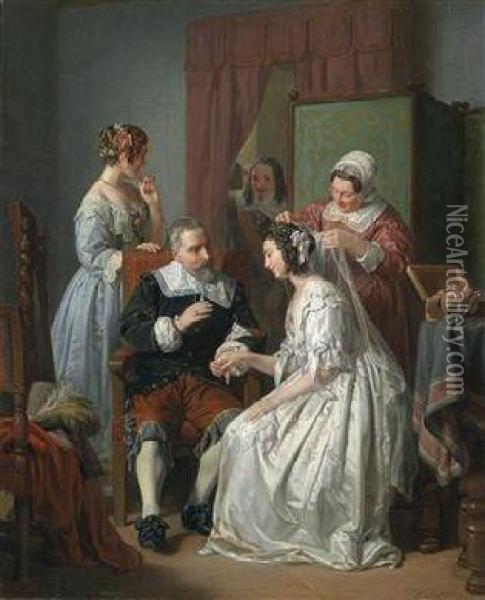 The Bride Oil Painting - Leopold Loeffler