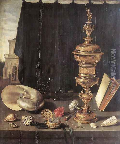 Still-life with Great Golden Goblet 1624 Oil Painting - Pieter Claesz.