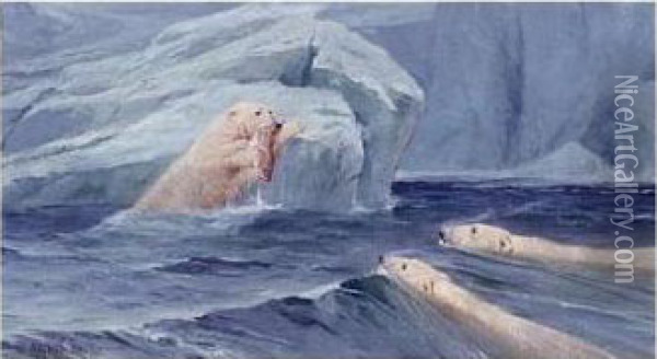 The Polar Bear Feast Oil Painting - Arthur Wardle