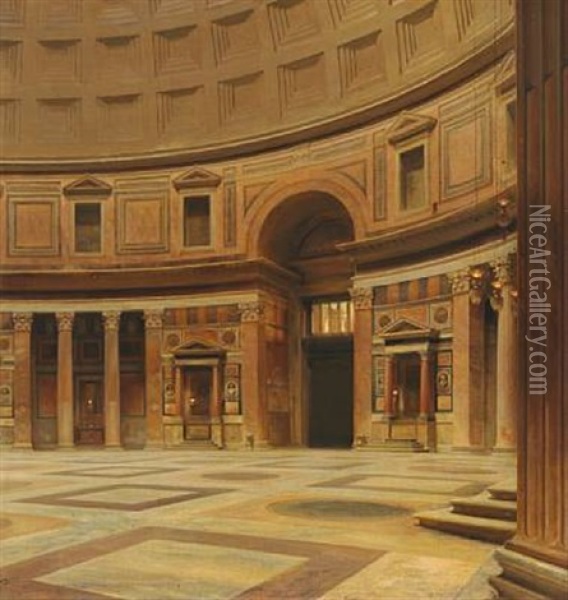 Det Indre Af Pantheon I Rom Oil Painting - Karl Jensen