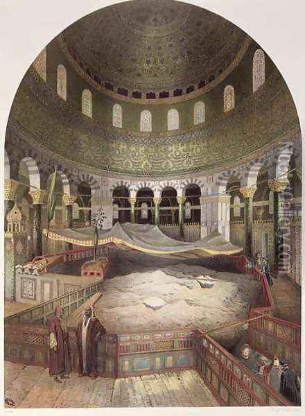 Interior of the Mosque of Omar, illustration from Souvenirs de Jerusalem by Contre-Amiral Paris, engraved by Hubert Clerget 1818-99 and Jules Gaildrau 1816-98 Oil Painting - Paris