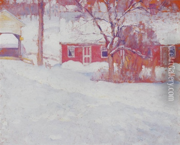 A New England Winter Oil Painting - Alson Skinner Clark