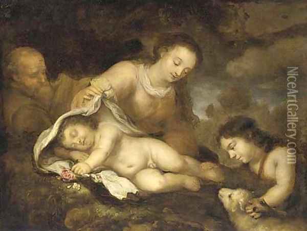 The Holy Family with Infant Saint John the Baptist Oil Painting - Jurgen Ovens