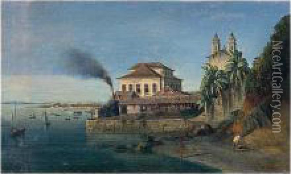 View Of Bahia, Brazil Oil Painting - Francois Rene Moreaux
