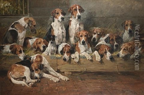 New Forest Foxhounds Oil Painting - John Emms
