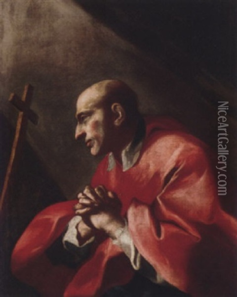 Saint Charles Borromeo Oil Painting - Giovanni Battista Piazzetta