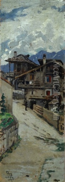 Paese Di Montagna Oil Painting - Adolfo Belimbau
