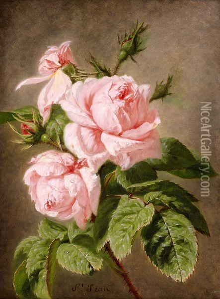 Etude De Roses Oil Painting - Simon Saint-Jean