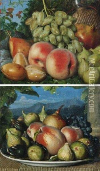 Pommes Et Figues Dans Une Assiette Oil Painting - Joseph Laurent Malaine