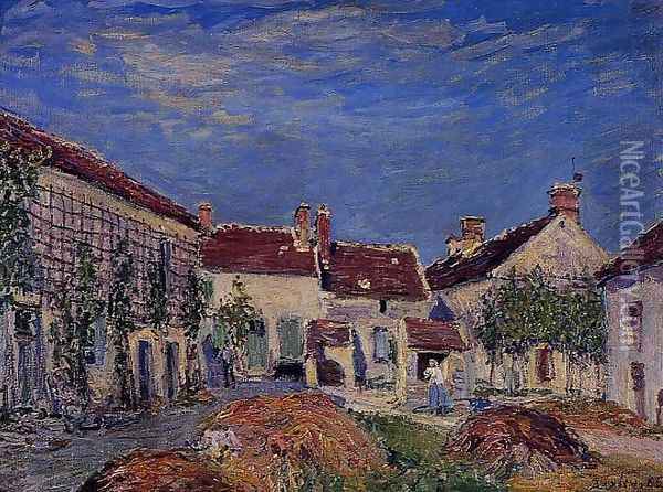 Courtyard at Les Sablons Oil Painting - Alfred Sisley