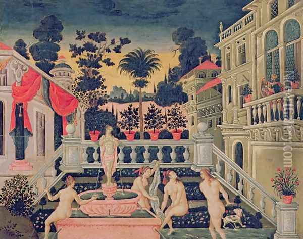David Watching Bathsheba Bathing, c.1650 Oil Painting - Theodoros Pulakis