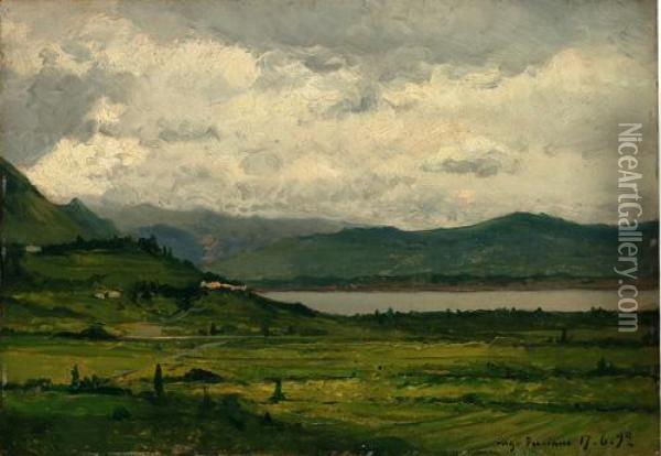 Lago Di Pusiano Oil Painting - Lorenzo Delleani