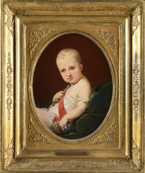 Portrait Du Roi De Rome Enfant (after Baron Francois Gerard) Oil Painting - Jean Baptiste Mauzaisse