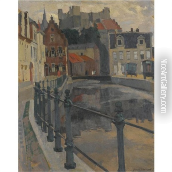 Canal In Ghent Oil Painting - Arnold Borisovich Lakhovsky