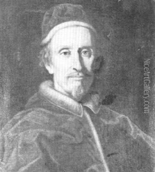 Portrait Of Pope Clement Ix, Bust Length, Wearing Red Velvet Robes Oil Painting - Carlo Maratta