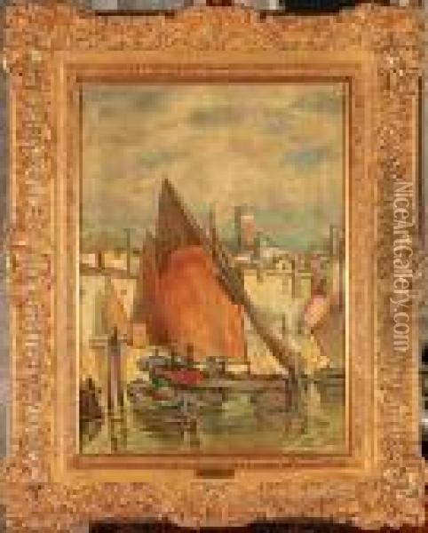 Lodz Rybacka W Porcie W Wenecji Oil Painting - Ludwig Dill
