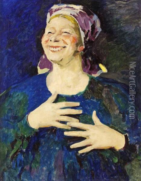 Skrattande Bondkvinna Oil Painting - Philippe Andreevitch Maliavine