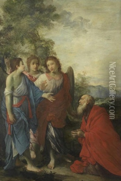 Abraham And The Angels Oil Painting - Giovanni Mannozzi