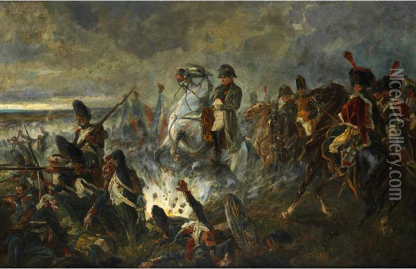 Napoleon Zu Pferd Auf Dem Ruckzug Aus Der Schlacht Oil Painting - Friedrich Emil Klein