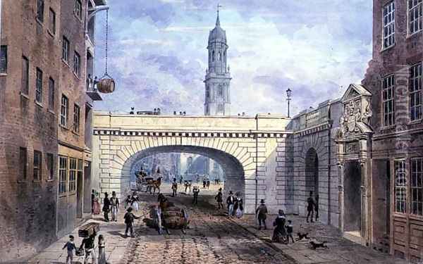 Entrance to Old Fishmongers Hall from Thames St. Oil Painting - Thomas Hosmer Shepherd