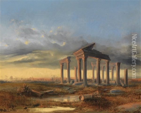 Landschaft Mit Antiken Ruinen Oil Painting - Carl Rottmann