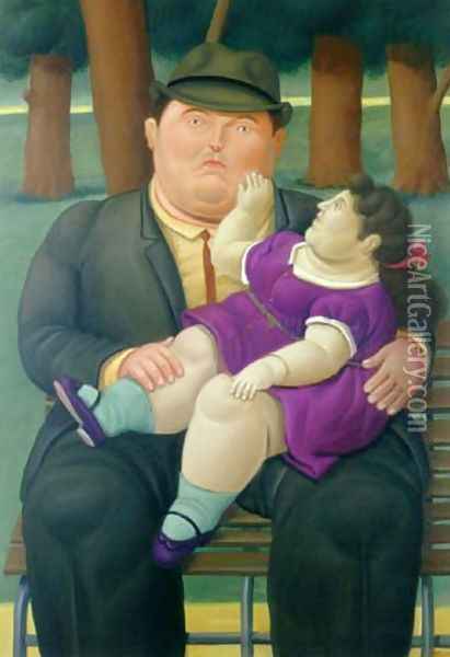In the Parc Oil Painting - Fernando Botero