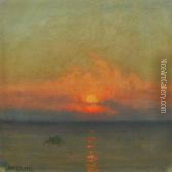 Sunset. Oil Painting - Albert Edward Wang