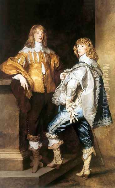 Lord John and Lord Bernard Stuart c. 1638 Oil Painting - Sir Anthony Van Dyck