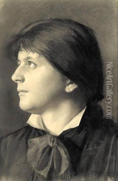 Brustbild Einer Nach Links Aufblickenden Frau (Portrait Of A Woman Looking Upwards To The Left) Oil Painting - Gustav Klimt